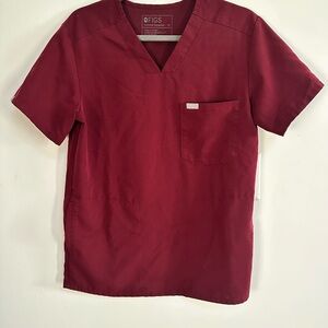 FIGS Men's Maroon Scrub Top